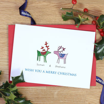 Personalised Rainbow Reindeer Family Christmas Cards, 3 of 4