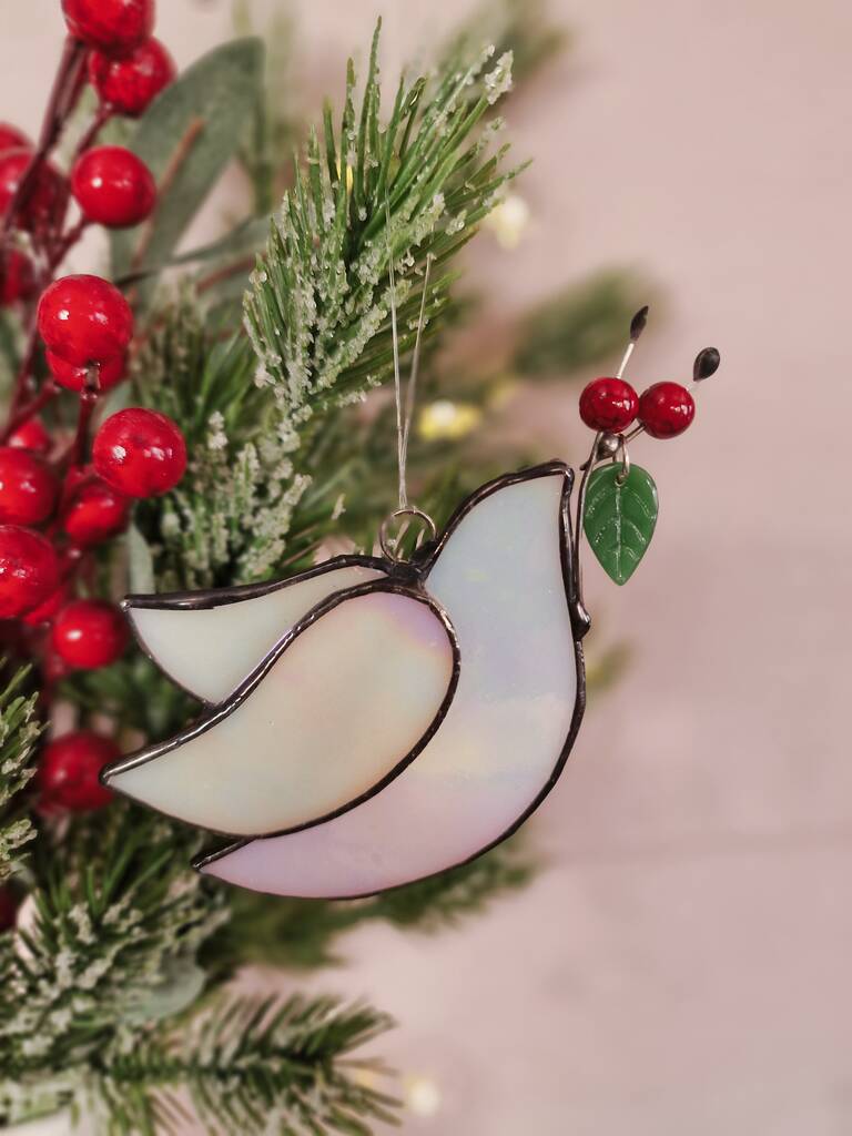Glass White Dove Christmas Ornaments Gifts, 1 of 10