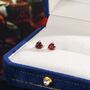 Natural Garnet Heart Stud Earrings In Sterling Silver, thumbnail 5 of 12