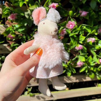 Tiny Linen Girl Mouse With Fluffy Ears, 2 of 4