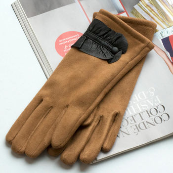 Leather Ruffle Detail Gloves, 5 of 9