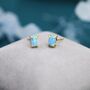 Blue Opal Oval Stud Earrings In Sterling Silver, thumbnail 6 of 12