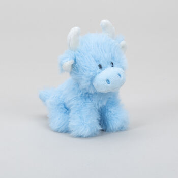 Mini Highland Collectible Baby Blue Soft Toy Cow With Pop Up Box, 3 of 8