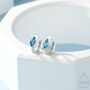 Tiny Rhombus Aquamarine Blue Cz Huggie Hoop In Sterling Silver, thumbnail 1 of 12