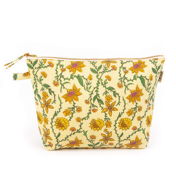 Bahar Yellow Floral Wash Bag, 3 of 3