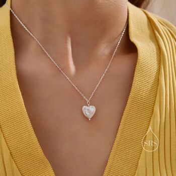 Sterling Silver Genuine Heart Baroque Pearl Pendant Necklace, 8 of 12