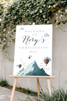 Personalised Hot Air Balloon Christening Day Welcome Sign, 2 of 3