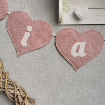 Heart Shaped Bunting In Dusky Pink For Girls Baby Room, 12 of 12