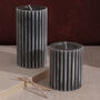 G Decor Scented Grooved Woody Dark Grey Pillar Candle, thumbnail 1 of 5