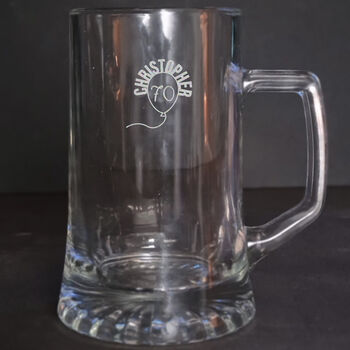 Personalised 70th Birthday Gift Balloon Stein Glass, 5 of 5