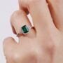 White Gold Emerald And Natural Diamond Halo Ring, thumbnail 1 of 4