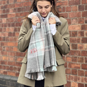 Pastel Check Embroidered Scarf, 3 of 3
