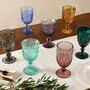 Set Of Four Vintage Embossed Coloured Wine Glasses, thumbnail 1 of 12