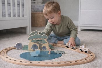 Personalised Carry Case Wooden Animal Safari Train Toy, 5 of 5