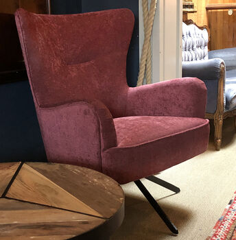Gable Chenille Berry Red Armchair, 6 of 7