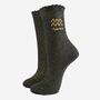 Women's Glitter Socks Black Gold Zodiac Aquarius, thumbnail 2 of 5