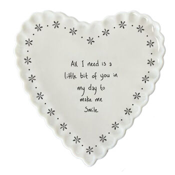 East Of India Heart Porcelain Coaster With The Words 'All I Need Is You', 2 of 5