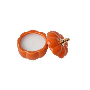 Snuggle Season Orange Pumpkin Ceramic Tealight, 3 of 4