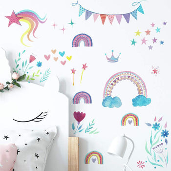 Price Drop! Bunting Clouds Rainbows Removable Wall Vinyl Stickers, 2 of 6