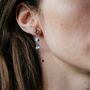 White Tiny Pearl Poth Zircon Evil Eye Stud Earrings, thumbnail 1 of 7