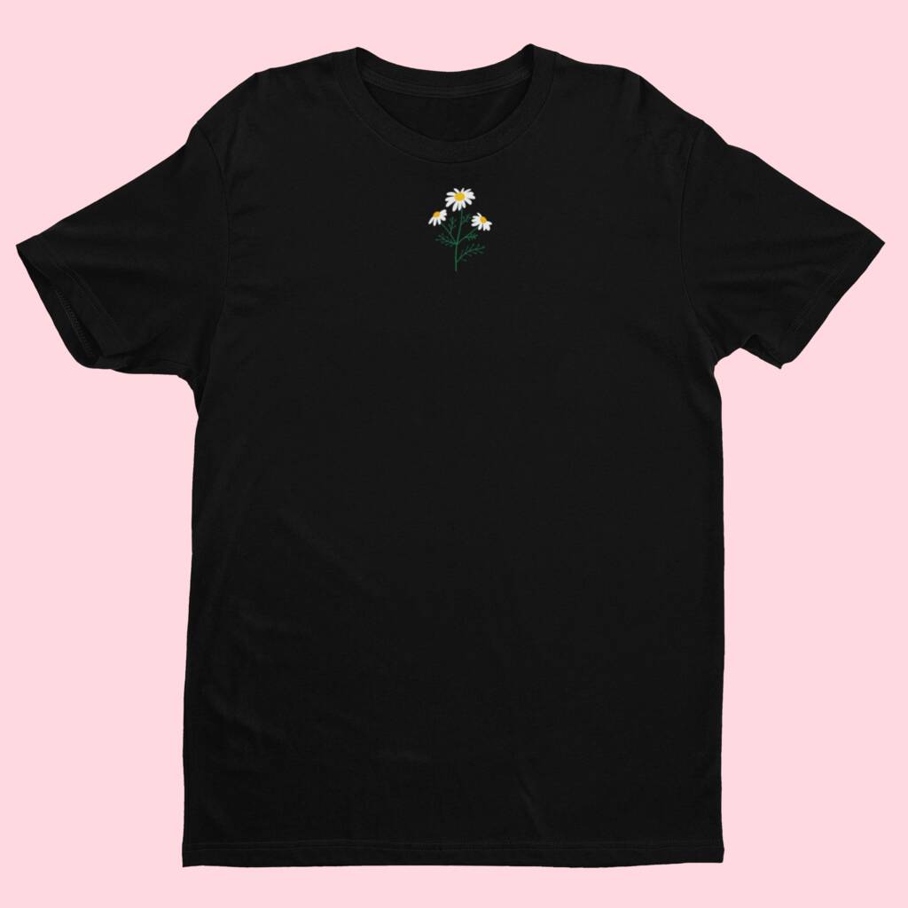 Daisy Embroidered T Shirt By Wonderful World