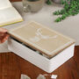 Personalised Vintage White Wood Stag Tea Box, thumbnail 3 of 6