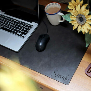 Vintage Leather Personalised Initials Desk Mat, 6 of 12