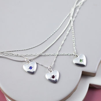 Family Birthstone Layered Heart Necklace, 2 of 4