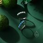 Sterling Silver White And Blue Opal Half Infinity Ring, thumbnail 1 of 10