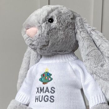 Large Bashful Bunny Toy With Xmas Hugs Jumper, 3 of 5
