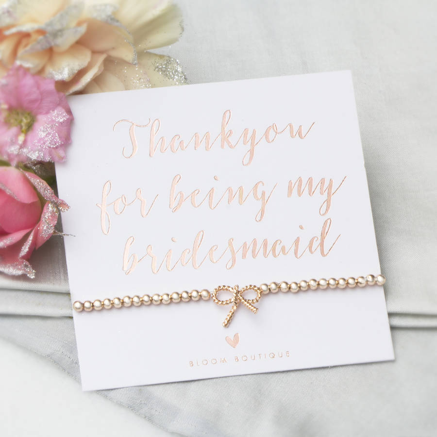 Wedding Table Bridesmaid Gift eternity bow bridesmaid gift card personalised bracelet by bloom bracelet