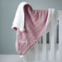 Personalised Dusty Pink Cable Knit Pom Pom Blanket, thumbnail 9 of 12