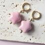 Marshmallow Ceramic Star Huggie Hoops 18ct Gold Plated, thumbnail 1 of 5