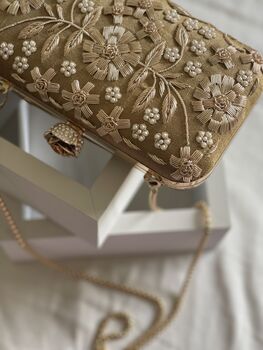 Sofia Gold Embroidered Clutch Made To Order, 4 of 4