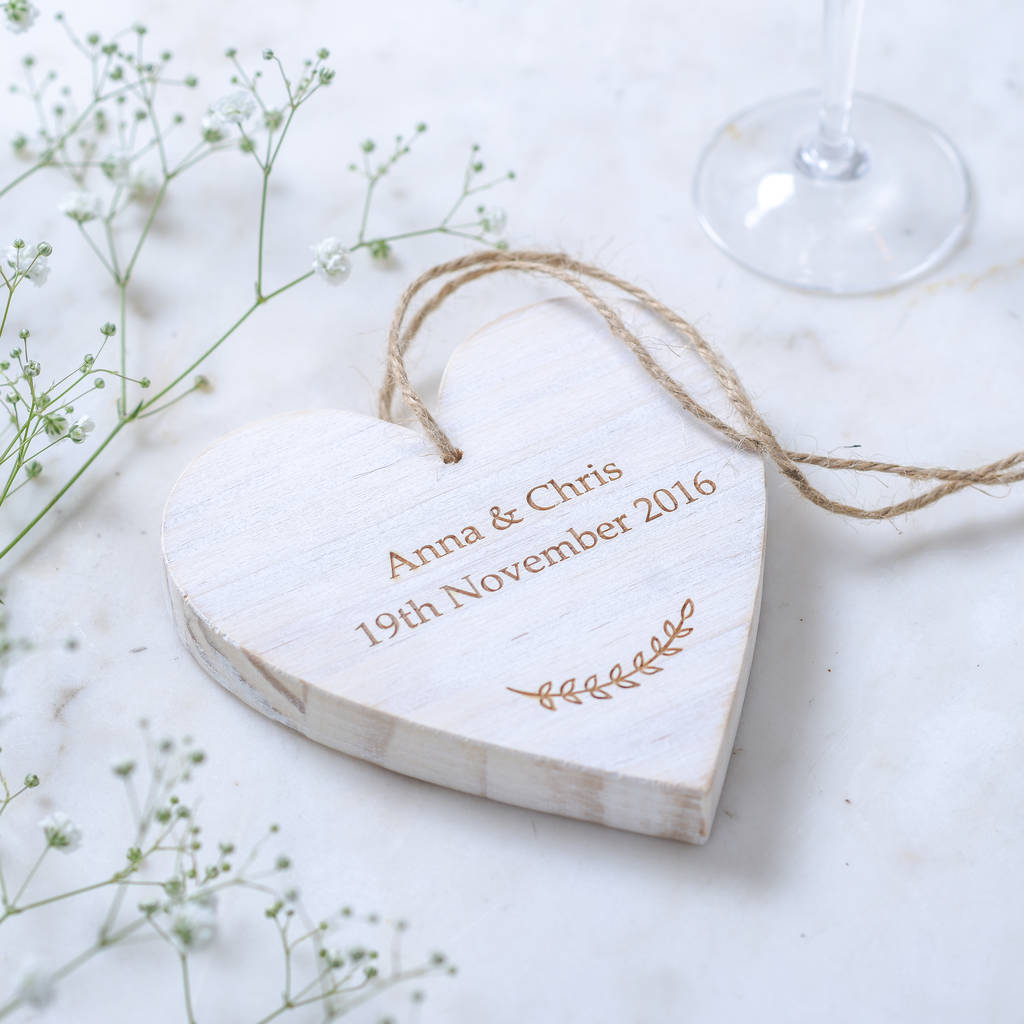Personalised Wooden Heart Wedding Keepsake, 1 of 3
