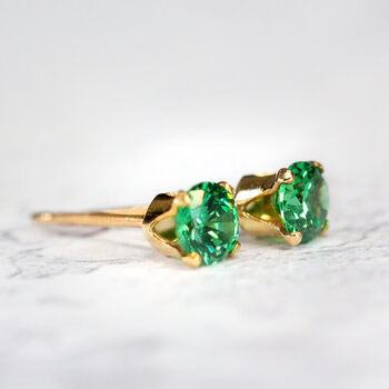 Teal Green Crystal Stud Earrings In Gold Or Silver, 8 of 11