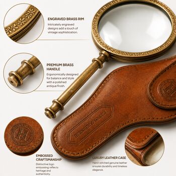 25cm Bronze Magnifying Glass With Leather Case, 10 of 12