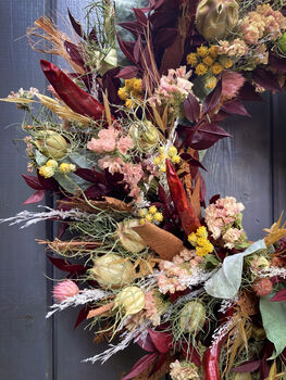 Dried Autumn Wreath With Chillies 'Hansel', 8 of 11