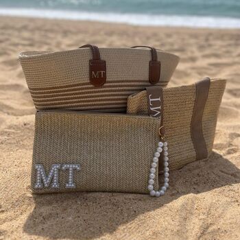 Personalised Straw Stripe Tote Bag, 2 of 5