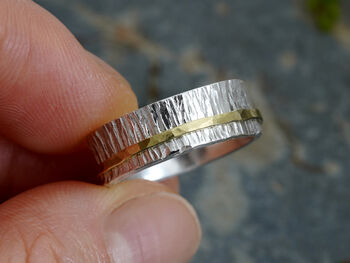 Wedding Band In 18ct Yellow Gold And Sterling Silver, 5 of 6