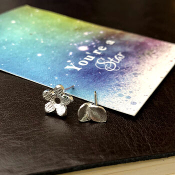 Thank You Bridesmaid Flower And Leaf Mismatched Wedding Earrings, 7 of 12