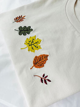 Autumn Leaves Embroidered T Shirt, 2 of 3