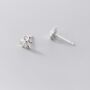 Sterling Silver Tiny Clover Flower Stud Earrings, thumbnail 4 of 6