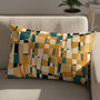 Cushion Cover In Geometric Mid Century Mustard And Teal Abstract Design, thumbnail 9 of 12