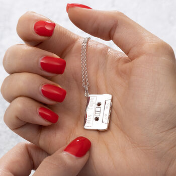 Engraved Sterling Silver Large Cassette Tape Charm, 3 of 7