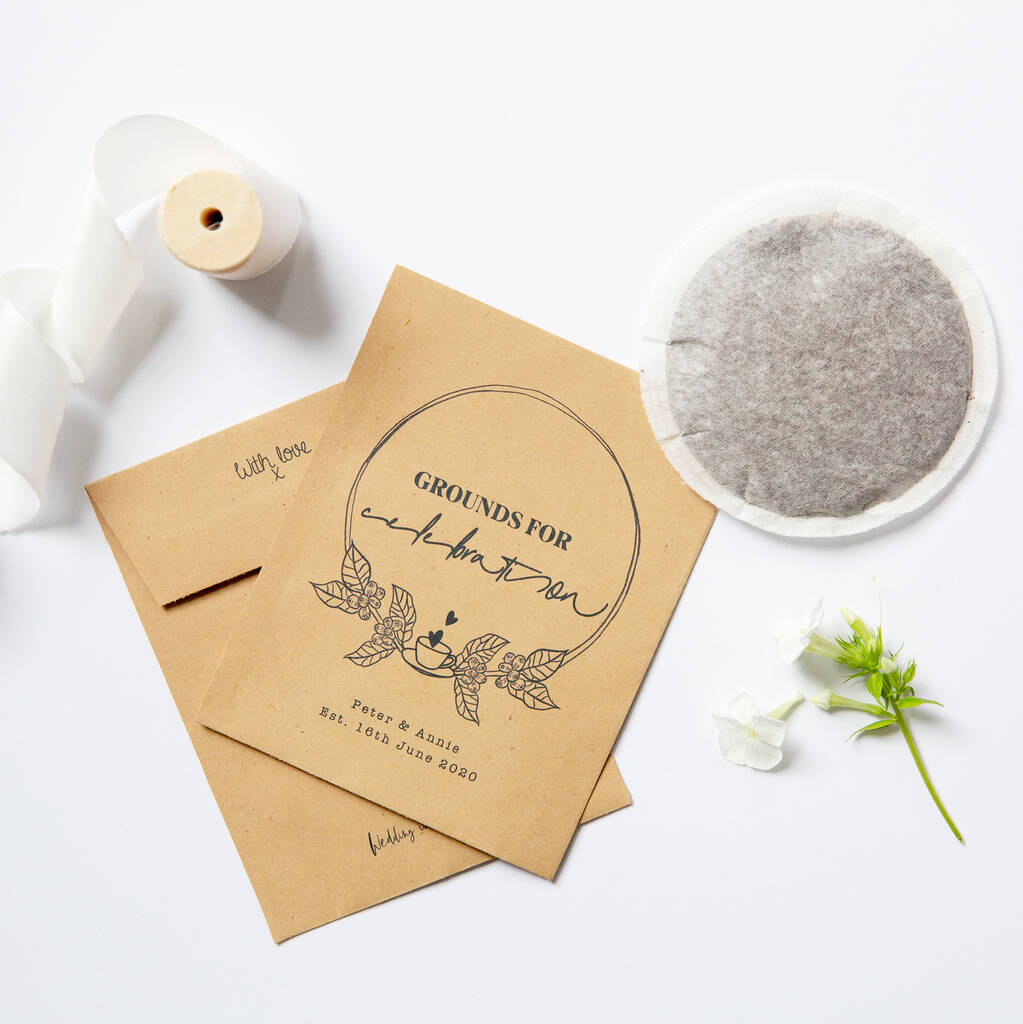10 Personalised Coffee Wedding Favour Packets By Wedding in a Teacup