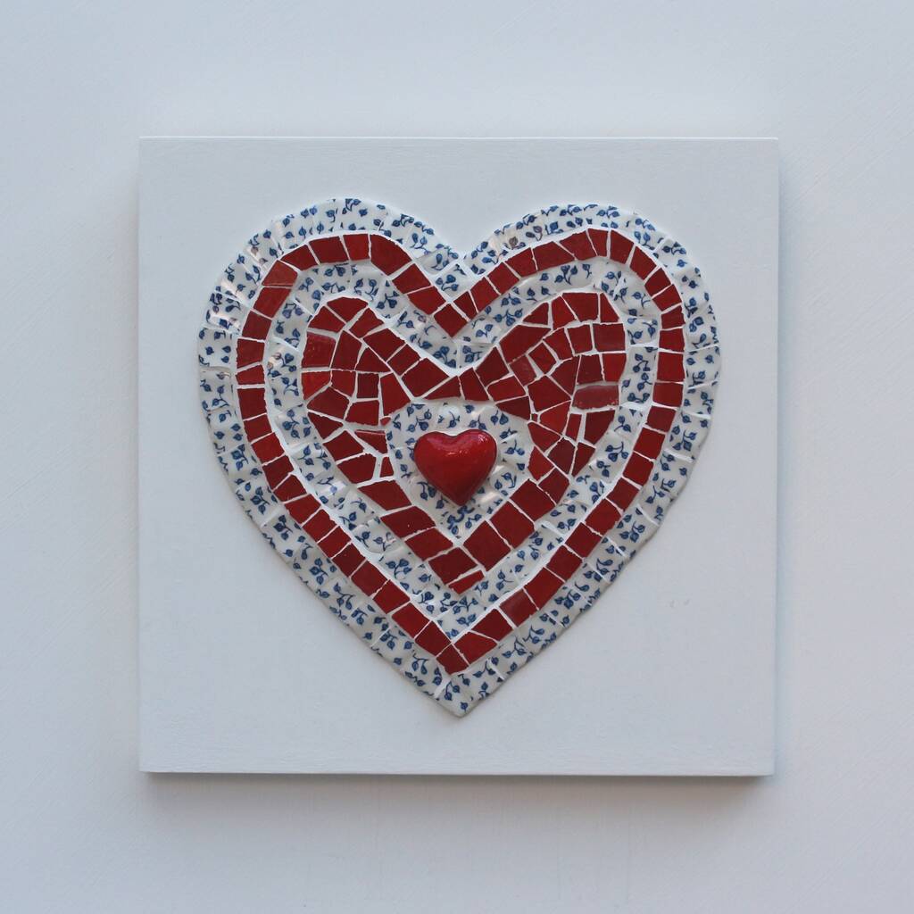 Handmade Red Heart Mosaic Wall Art, 1 of 2