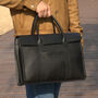 Black Leather Top Handle Briefcase, thumbnail 1 of 7