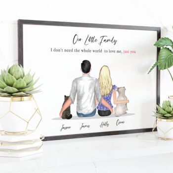Personalised Couples Print With Pets, 2 of 12
