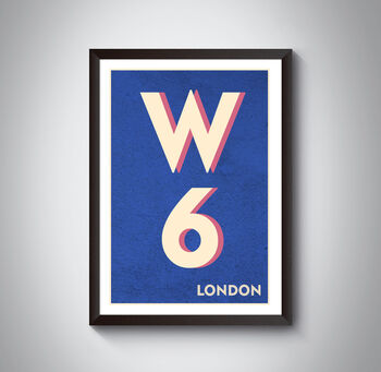 W6 Hammersmith London Postcode Typography Print, 10 of 10